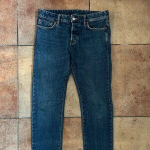 Buck Mason Slim Straight Jeans in Dark Blue Wash